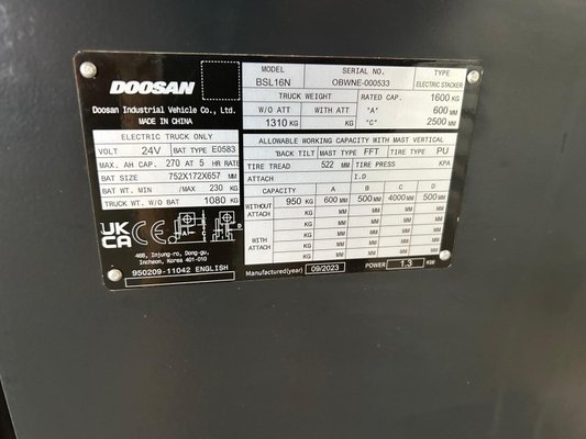 Gerbeur accompagnant Doosan BSL16N-7