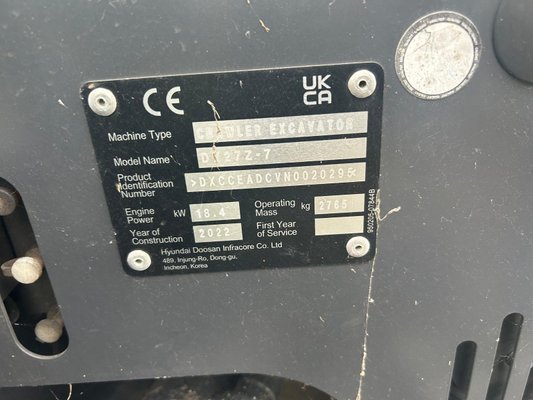 Mini pelle Doosan DX27Z-7