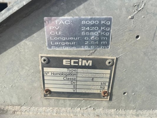 Remorque plateau Ecim 8T